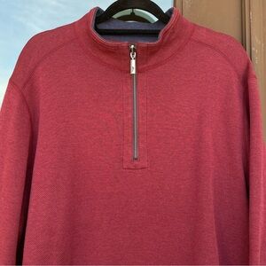 Tommy Bahama Burgundy | Blue Reversible 1/4-Zip Pullover L